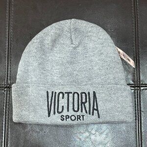 New Victoria's Secret Victoria Sport Beanie Hat Gray Knit NWT